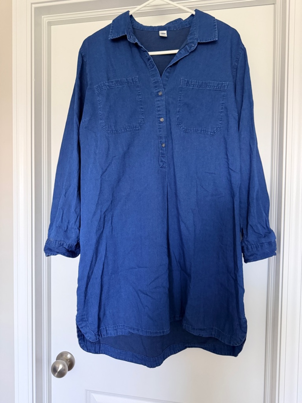Old Navy Indigo Button-Placket Long Sleeve Tunic Dress